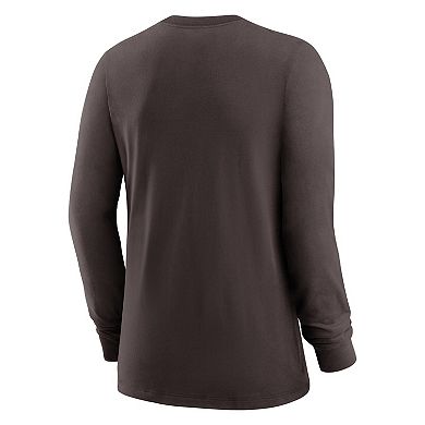 Women's Nike Brown Cleveland Browns Prime Split Long Sleeve T-Shirt