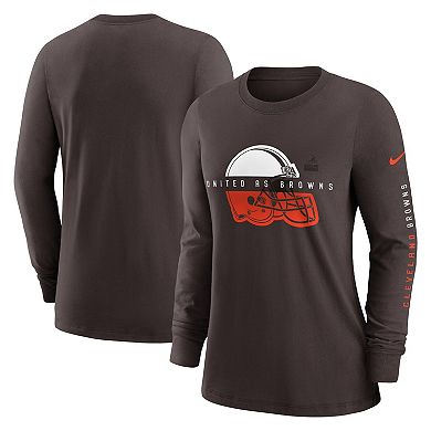Women's Nike Brown Cleveland Browns Prime Split Long Sleeve T-Shirt