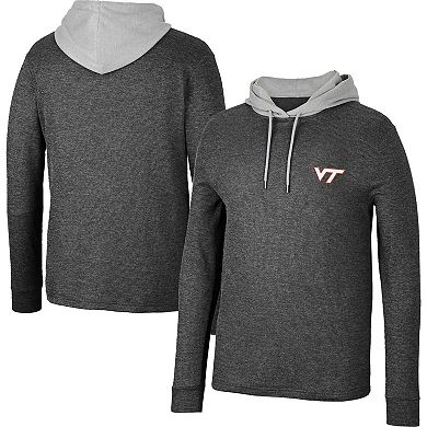 Men's Colosseum Black Virginia Tech Hokies Ballot Waffle-Knit Thermal Long Sleeve Hoodie T-Shirt