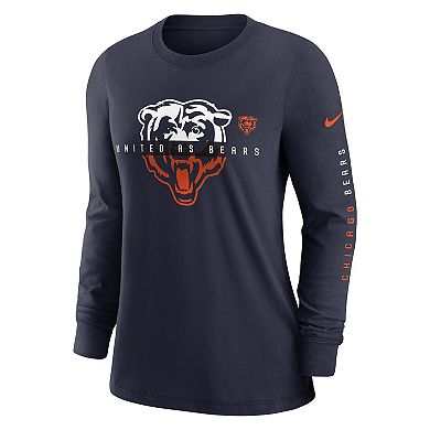 Women's Nike Navy Chicago Bears Prime Split Long Sleeve T-Shirt