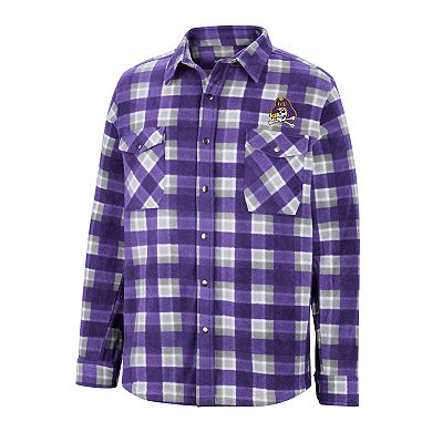 Men's Colosseum Purple/White ECU Pirates Ellis Plaid Full-Snap Shirt Jacket