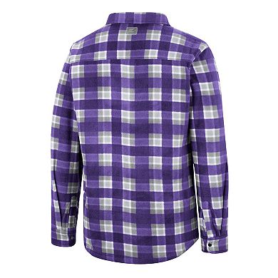 Men's Colosseum Purple/White ECU Pirates Ellis Plaid Full-Snap Shirt Jacket