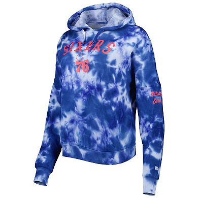 Women's New Era Royal Philadelphia 76ers Brushed Cotton Tie-Dye Pullover Hoodie