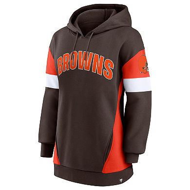 Women's Fanatics Branded Brown/Orange Cleveland Browns Lock It Down Pullover Hoodie