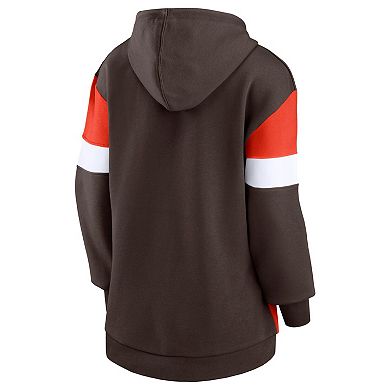Women's Fanatics Branded Brown/Orange Cleveland Browns Lock It Down Pullover Hoodie