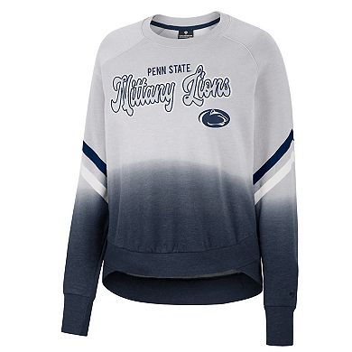 Women's Colosseum Gray Penn State Nittany Lions Cue Cards Dip-Dye Raglan Pullover Sweatshirt