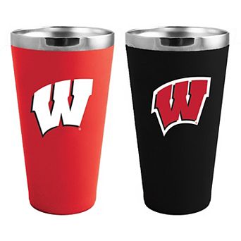 Wisconsin Badgers Team Color 2-Pack Stainless Steel Pint Glass Set