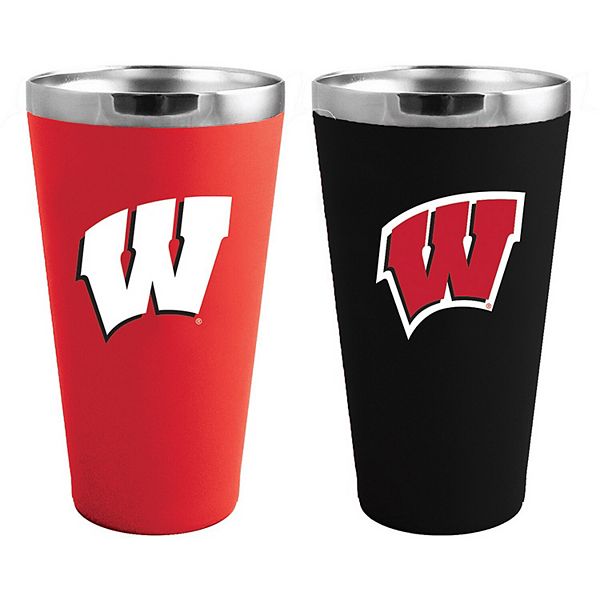 Wisconsin Badgers Team Color 2Pack Stainless Steel Pint Glass Set