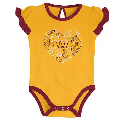 Newborn & Infant Burgundy/Gold Washington Commanders Too Much Love Two-Piece Bodysuit Set