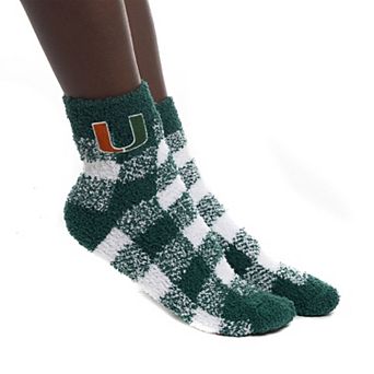 Women's ZooZatz Miami Hurricanes Fuzzy Buffalo Check Crew Socks