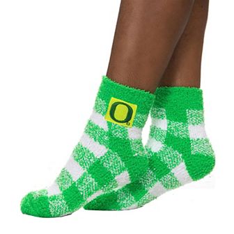Women's ZooZatz Oregon Ducks Fuzzy Buffalo Check Crew Socks
