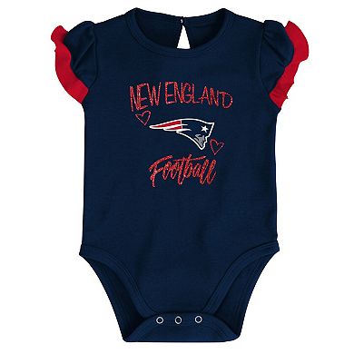 Newborn & Infant Navy/Red New England Patriots Too Much Love Two-Piece Bodysuit Set