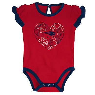 Newborn & Infant Navy/Red New England Patriots Too Much Love Two-Piece Bodysuit Set