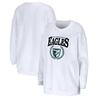Women's WEAR by Erin Andrews White Philadelphia Eagles Oversized Pullover Sweatshirt