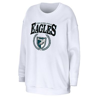Women's WEAR by Erin Andrews White Philadelphia Eagles Oversized Pullover Sweatshirt