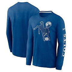 Men's Starter Royal Indianapolis Colts Gridiron Classics Throwback Raglan Long Sleeve Hooded T-Shirt Size: Medium