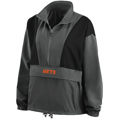 Women's WEAR by Erin Andrews Charcoal New York Mets Packable Half-Zip Jacket
