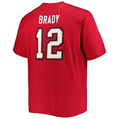 Men's Fanatics Branded Tom Brady Red Tampa Bay Buccaneers Big & Tall Player Name & Number Logo T-Shirt