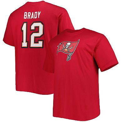 Men's Fanatics Branded Tom Brady Red Tampa Bay Buccaneers Big & Tall Player Name & Number Logo T-Shirt