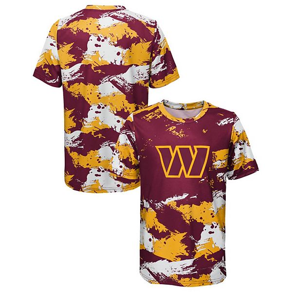 Youth Burgundy/Gold Washington Commanders Cross Pattern T-Shirt