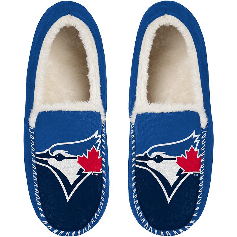 Mens FOCO Toronto Blue Jays Colorblock Moccasin Slippers, Size: Small