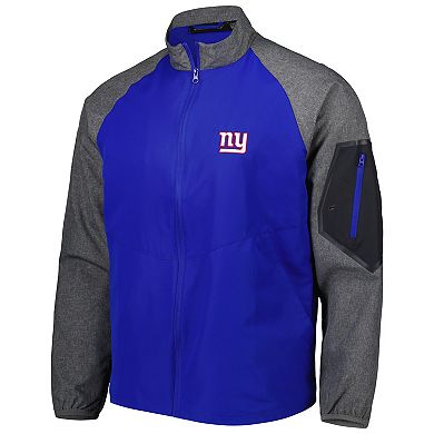 Men's Dunbrooke Royal/Heather Gray New York Giants Hurricane Raglan Full-Zip Windbreaker Jacket