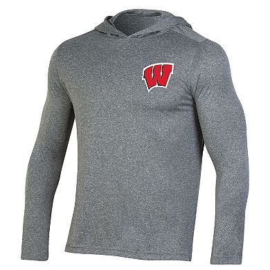 Men's Champion Gray Wisconsin Badgers Hoodie Long Sleeve T-Shirt