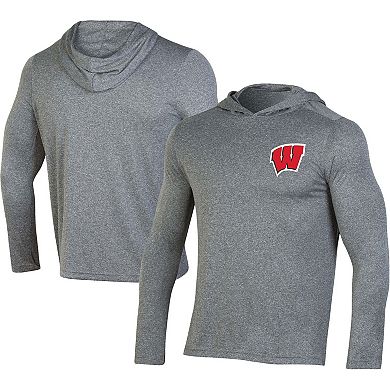 Men's Champion Gray Wisconsin Badgers Hoodie Long Sleeve T-Shirt