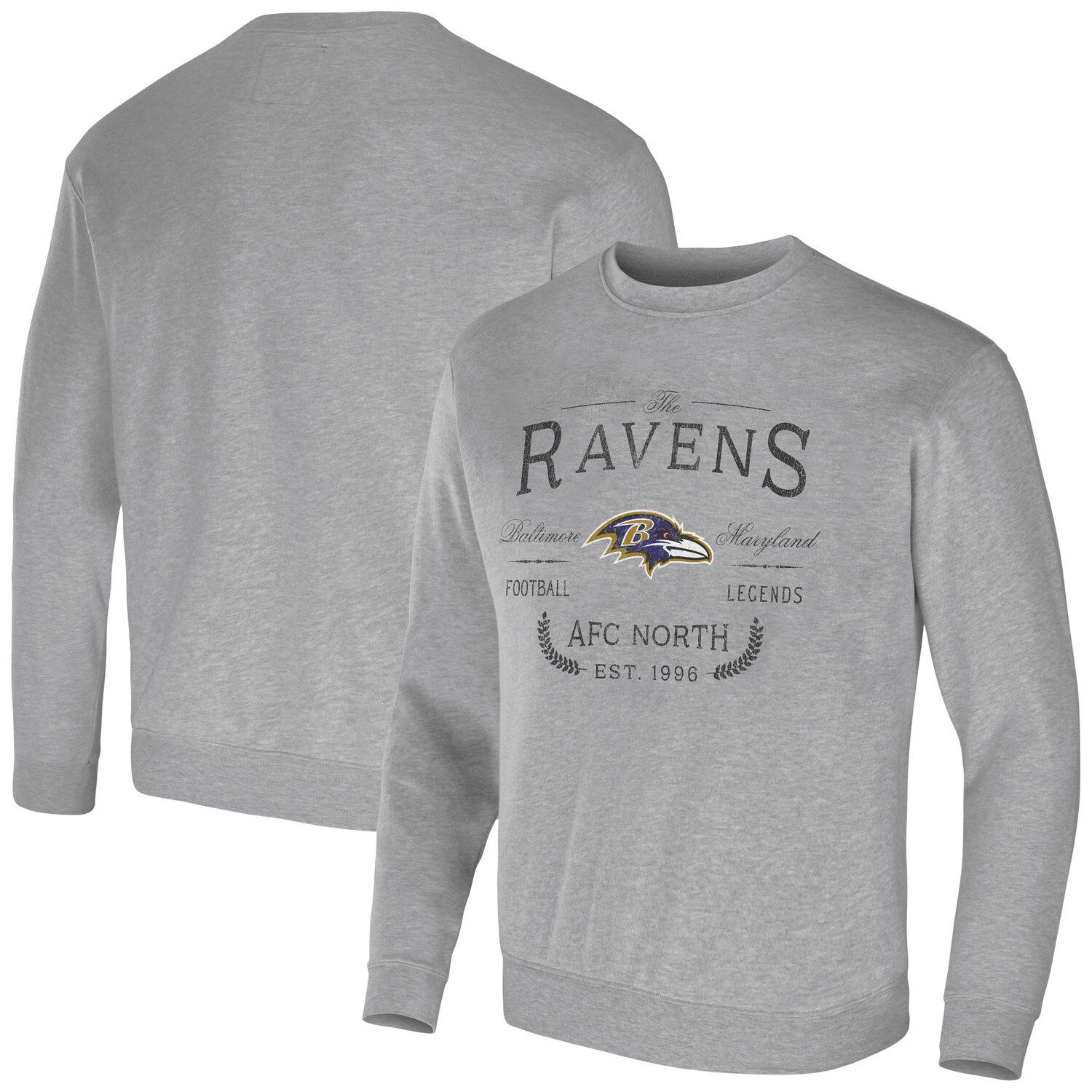 Baltimore Ravens Nike Historic Raglan Crew Performance Sweater -  Black/Purple