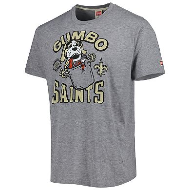 Men's Homage Gray New Orleans Saints Gumbo Hyper Local Tri-Blend T-Shirt
