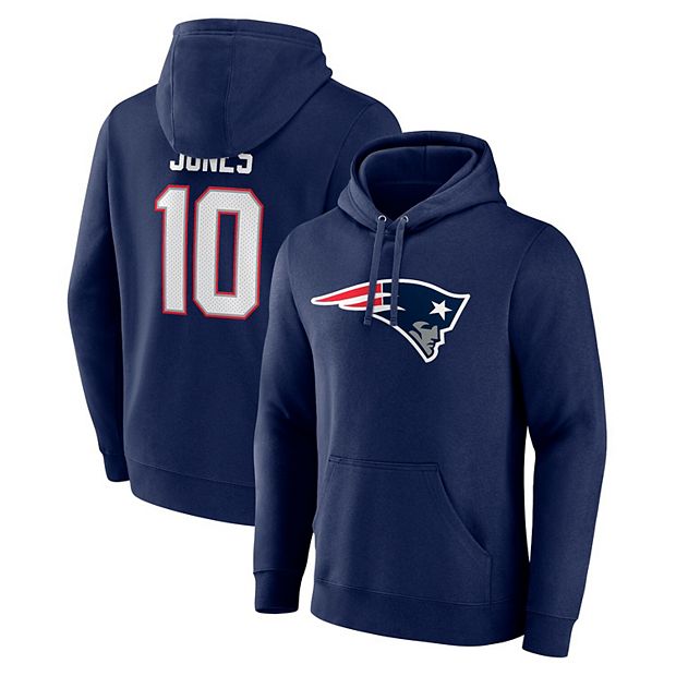 Men's Fanatics Branded Mac Jones Navy New England Patriots Player Icon Name  & Number Pullover Hoodie