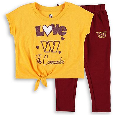 Toddler Gold/Burgundy Washington Commanders Forever Love T-Shirt & Leggings Set