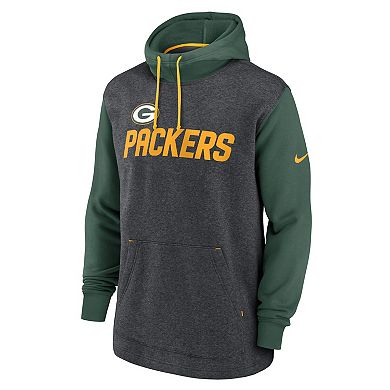 Men's Nike Heathered Charcoal/Green Green Bay Packers Surrey Legacy Pullover Hoodie