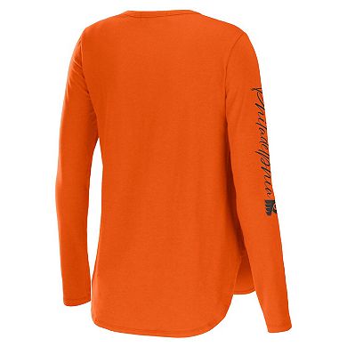 Women's WEAR by Erin Andrews Orange Philadelphia Flyers Team Scoop Neck Long Sleeve T-Shirt