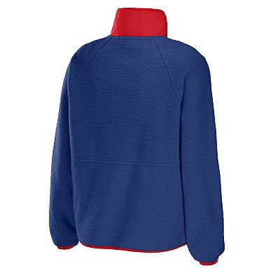 Women's WEAR by Erin Andrews Royal New York Giants Polar Fleece Raglan Full-Snap Jacket