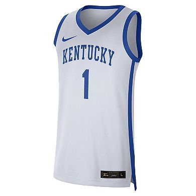 Men's Nike #1 White/Royal Kentucky Wildcats Replica Jersey
