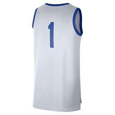 Men's Nike #1 White/Royal Kentucky Wildcats Replica Jersey