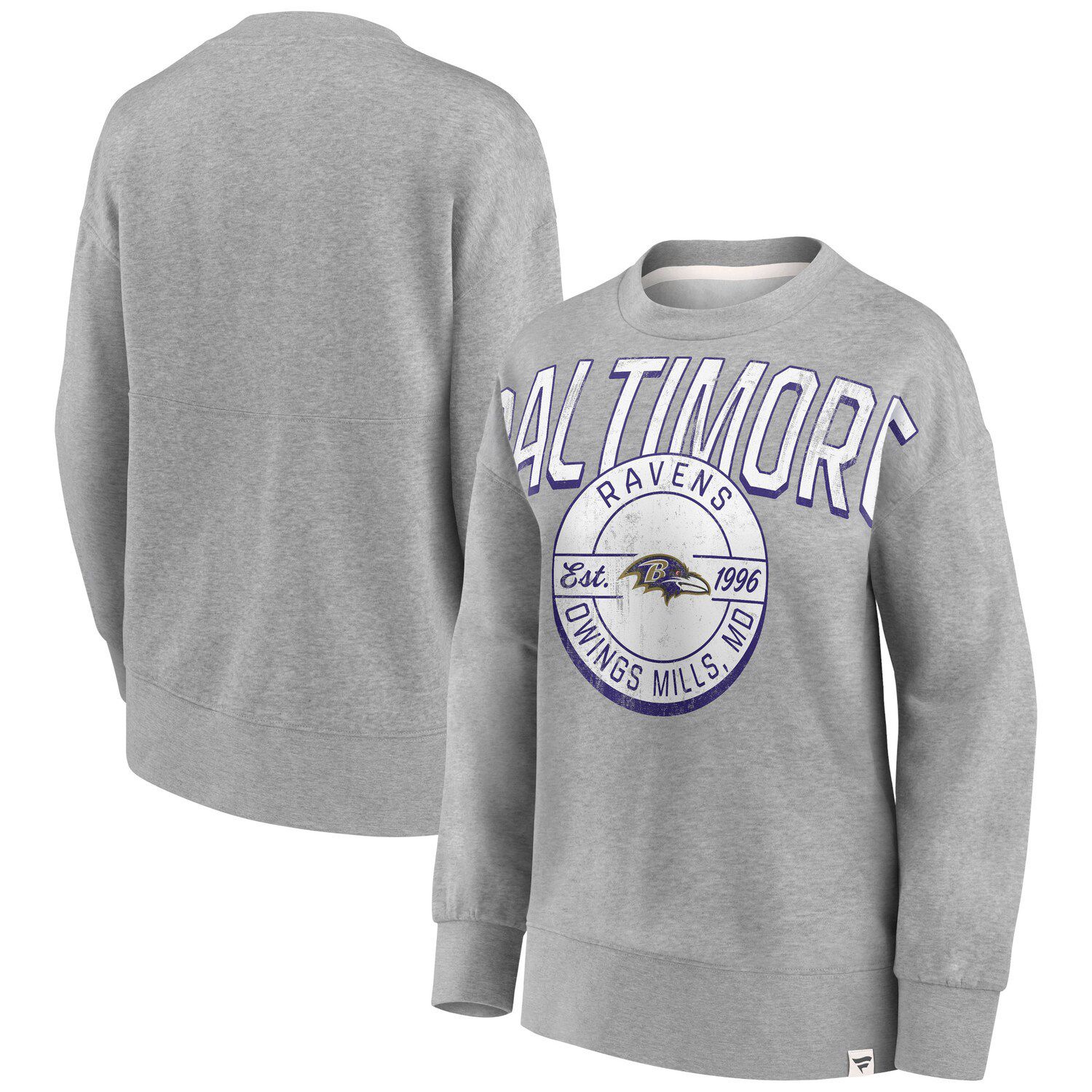 Men's Mitchell & Ness Heathered Gray Baltimore Ravens Big & Tall Allover  Print Pullover Sweatshirt