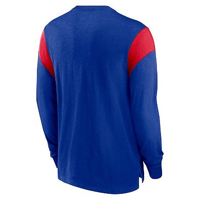 Men's Nike Heathered Royal New England Patriots Slub Rewind Playback Helmet Long Sleeve T-Shirt