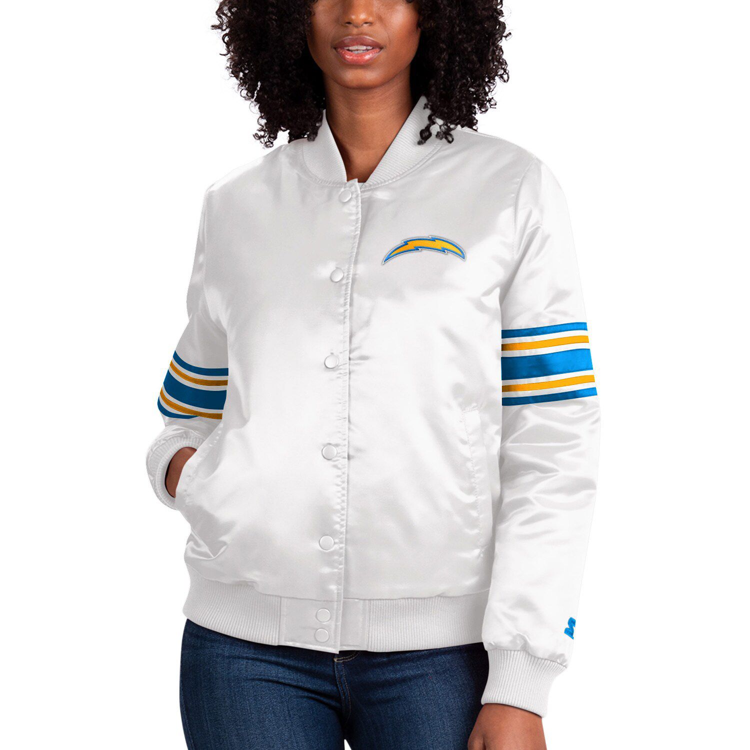 Women's Mitchell & Ness Gold San Francisco 49ers 75th Anniversary Faithful to The Bay Satin Full-Snap Jacket Size: Large