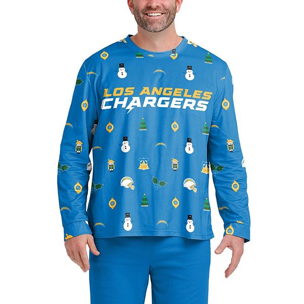 Men's FOCO Powder Blue Los Angeles Chargers Ugly Sweater Long Sleeve T-Shirt