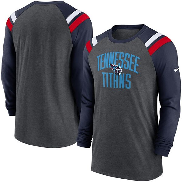 Nike Men's Tennessee Titans Athletic Long Sleeve Raglan T-Shirt - Charcoal & Navy - M (Medium)