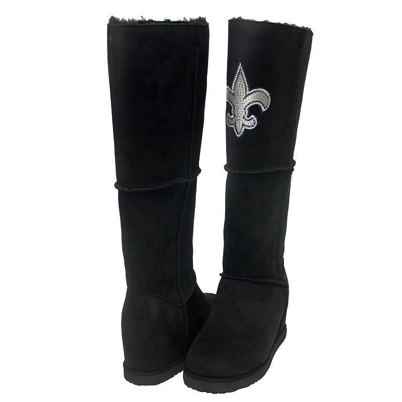 Womens Cuce Black New Orleans Saints Suede Knee-High Boots, Size: 7