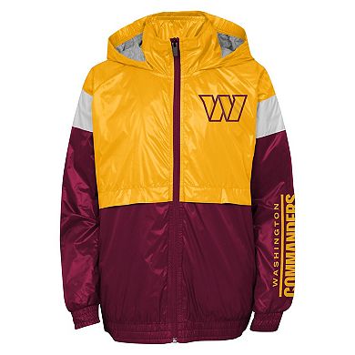 Youth Gold/Burgundy Washington Commanders Goal Line Stance Full-Zip Hoodie Windbreaker Jacket