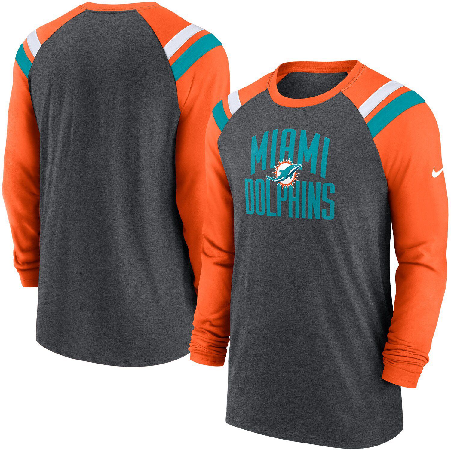 Nike Men's Miami Dolphins Sideline Velocity Long Sleeve T-Shirt - Dark Grey Heather - XXL Each