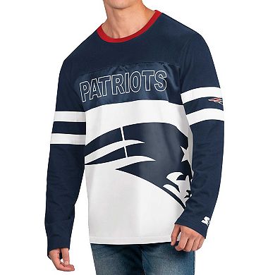 Men's Starter Navy/White New England Patriots Halftime Long Sleeve T-Shirt