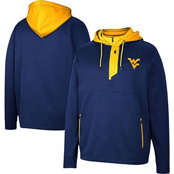 Men's Colosseum Navy West Virginia Mountaineers Luge 3.0 Quarter-Zip Hoodie
