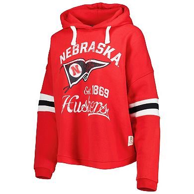 Women's Pressbox Scarlet Nebraska Huskers Super Pennant Pullover Hoodie