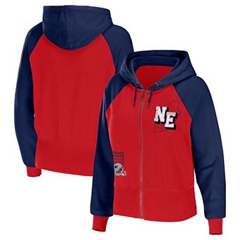 Women's WEAR by Erin Andrews Red New England Patriots Colorblock Full-Zip Hoodie