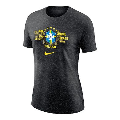 Women's Nike Black Brazil National Team Varsity Space-Dye T-Shirt